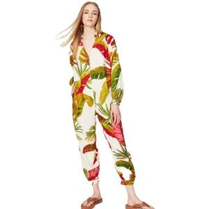 FARM Rio Spring Forest Jumpsuit One Piece Long Sleeves Multicolor Size XS